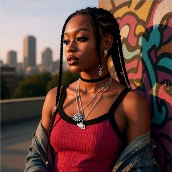 PTLHZ ✦ Sun & Cloud Charms Necklace Set ✦ Silver Rope Chains Celestial NWT - Picture 5 of 9